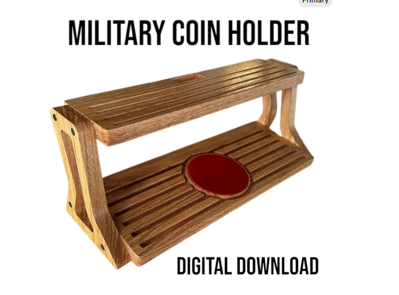 DIY Military Two-Tier Coin Holder Display – DIGITAL Download | CNC G-Code | Display Stand for Coins, Gifts & Office Décor